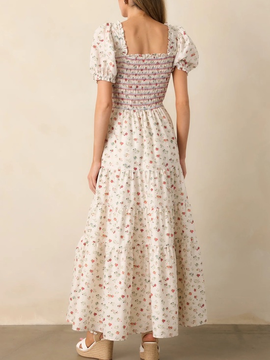 Storia Dresses & Skirts - Storia white Maxi Dress with Pink Floral Print